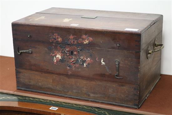 A Pay Masters chest with wax seal marks to the front W.58cm